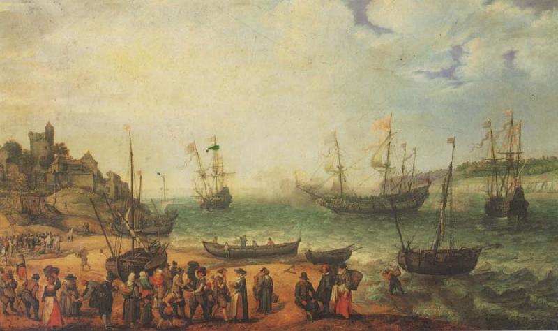 WILLAERTS, Adam The Prince Royal and other shipping in an Estuary oil painting picture